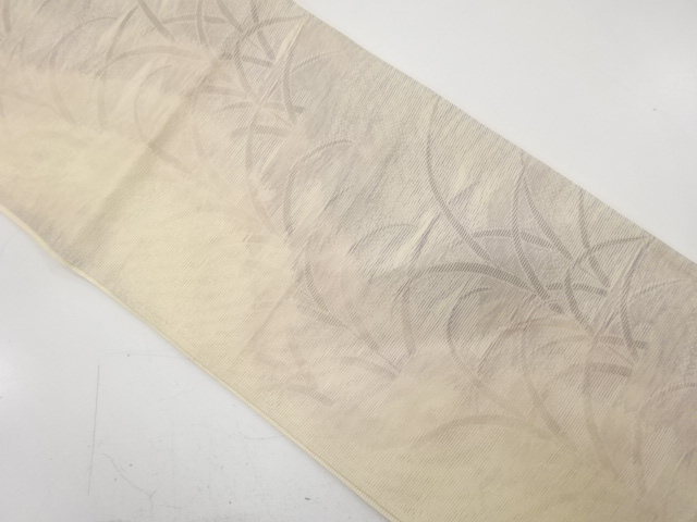 JAPANESE KIMONO / ANTIQUE FUKURO OBI FOR SUMMER / SILK / WOVEN LEAVES